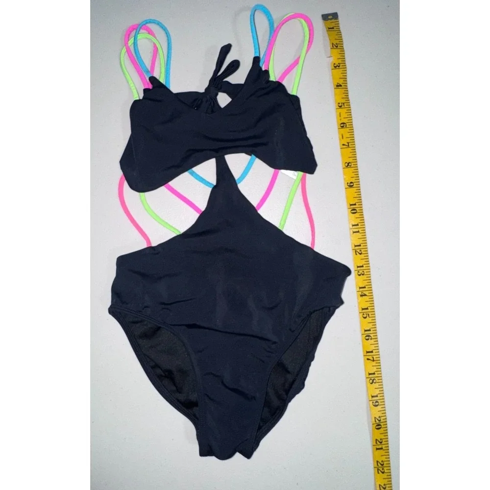 Peixoto Girls 10 Swimsuit Neon Straps Open Back Summer Vacation Travel Resort
